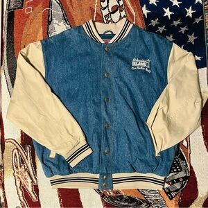 Vintage First Choice Wheeling Island Casino Denim Varsity Jacket (XL)